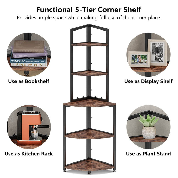 Tribesigns Corner Shelf, 60 Inch Corner Bookshelf Ladder Shelf Plant Stand Tribesigns