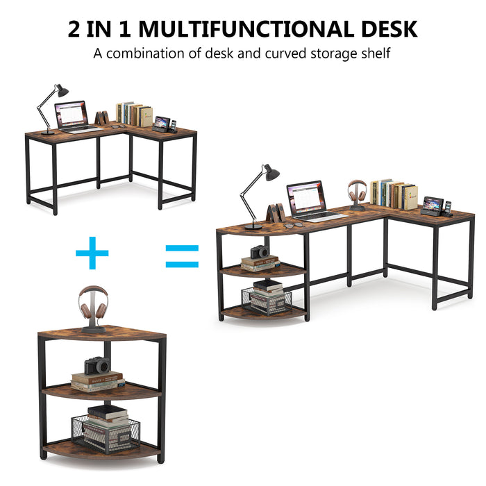 Tribesigns L-Shaped Desk, 75 inch Corner Computer Desk with Reversible Shelves Tribesigns