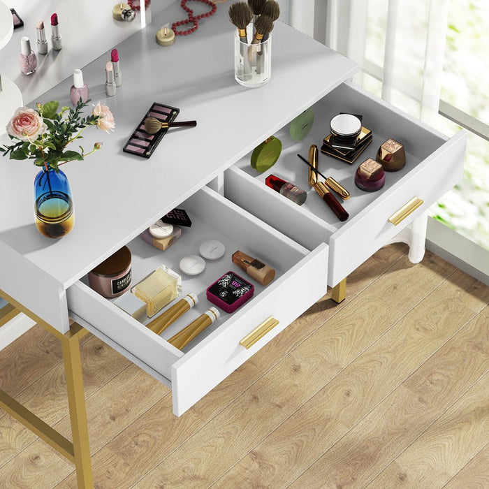 Tribesigns Makeup Vanity, Large Dressing Table Desk with Cushioned Stool