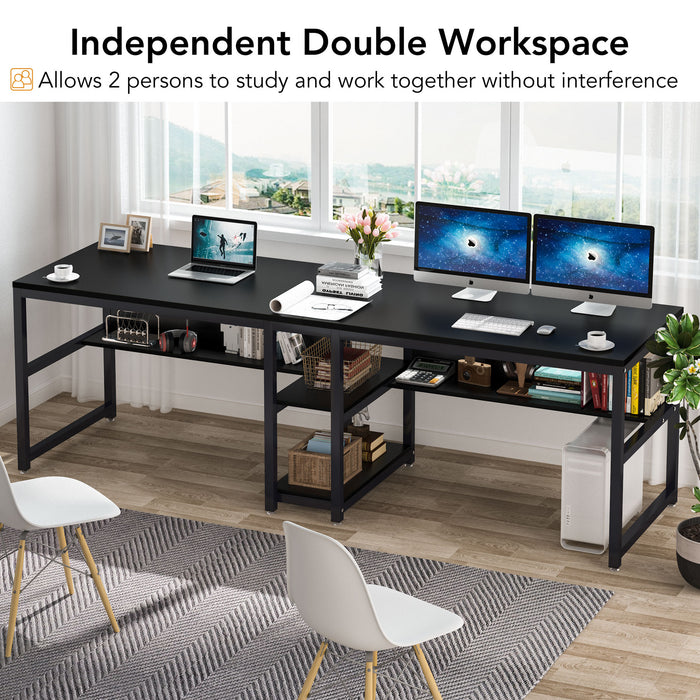Tribesigns Tribesigns Two Person Desk, Computer Desk Double Workstation with Shelves