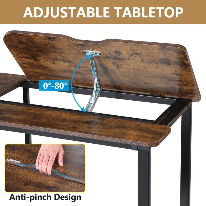 Tribesigns Two Person Desk, 94.5"Computer Desk with Shelves and Tiltable Tabletop Tribesigns
