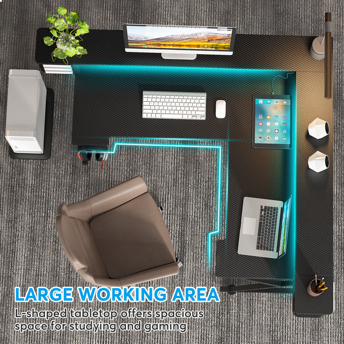 Tribesigns Gaming Desk, L Shaped Desk with Led Lights & Monitor Stand Tribesigns