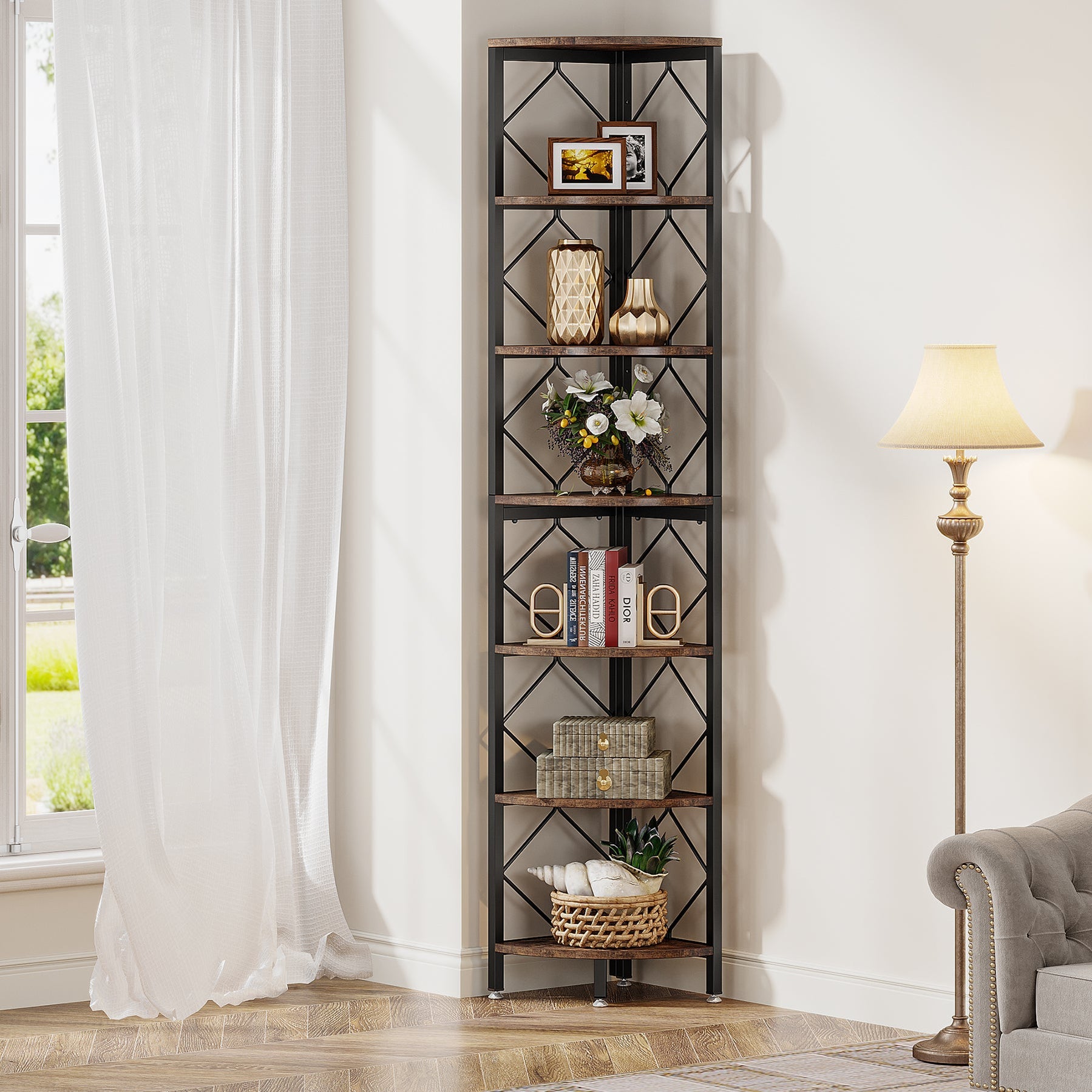 Tribesigns 7-Tier Corner Shelf 78.7” Corner Bookcase