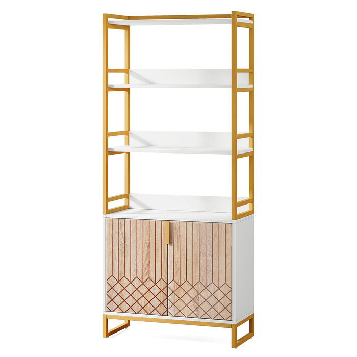 70.8" Bookshelf, 4-Tier Etagere Bookcase with Storage Cabinet Tribesigns