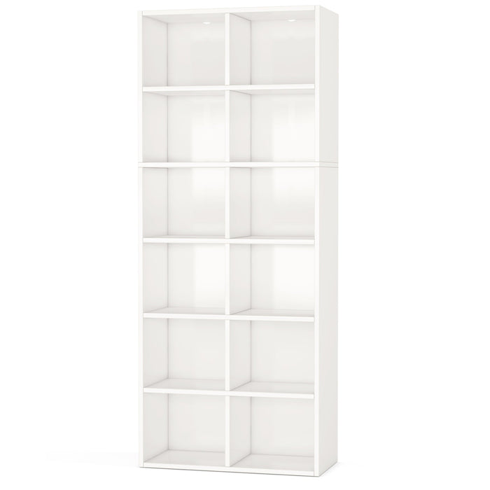 70.9" Bookcase, Modern Bookshelf with 12 Cube Storage Tribesigns
