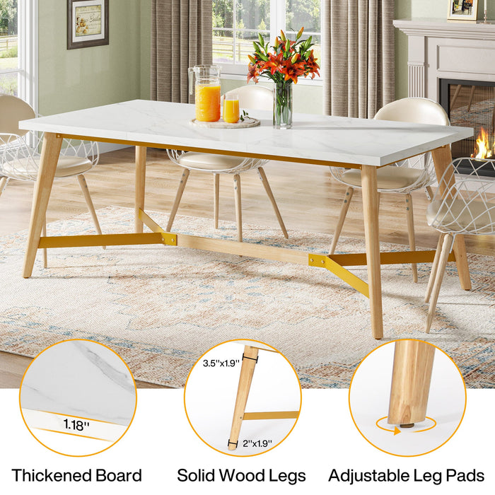 70.9" Dining Table for 6-8 People, Modern Kitchen Table with Solid Wood Legs Tribesigns