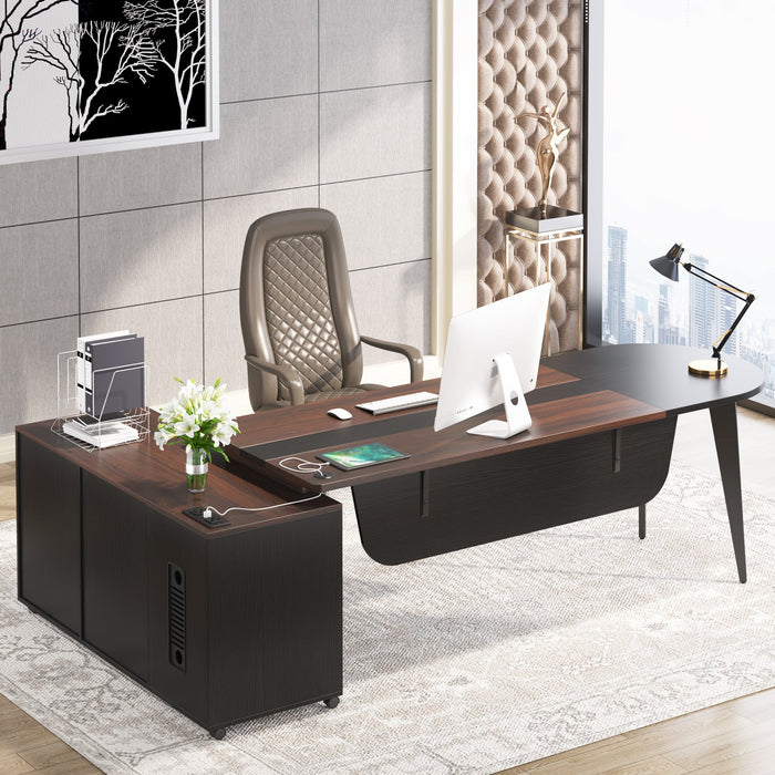 Tribesigns 70.9'' L-Shaped Executive Desk with 47” File Cabinet
