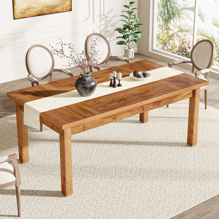 70.9" Wood Dining Table for 6-8 People, Farmhouse Breakfast Table Tribesigns