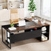 71 inch Executive Desk, L-Shaped Computer Desk with Storage Cabinet Tribesigns
