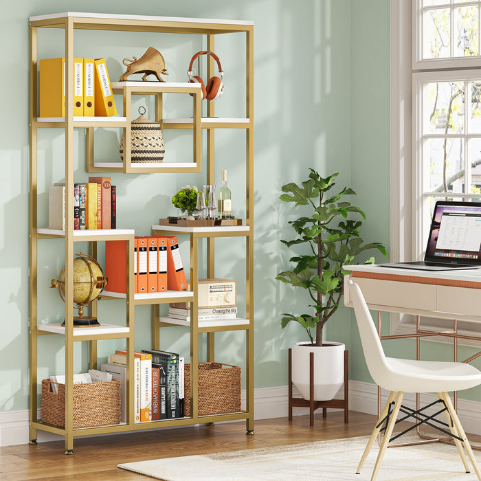 71" Tall Bookshelf, Modern 11-Tier Bookcase Display Shelf Tribesigns