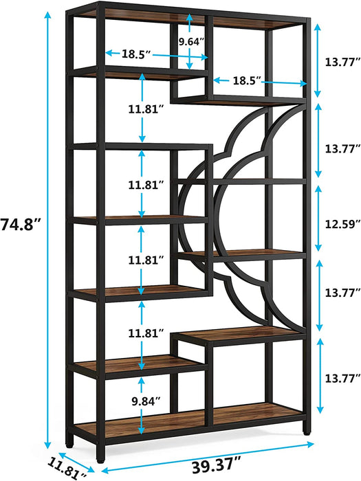 Tribesigns Bookshelf, 11-Shelves Staggered Etagere 75” Tall Bookcase Tribesigns