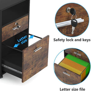 Tribesigns File Cabinet, 2-Drawer Mobile Printer Stand with Lock