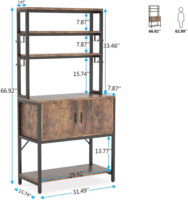 Tribesigns 5 Tier Kitchen Baker's Rack with Hutch, Cabinet & 8 Hooks