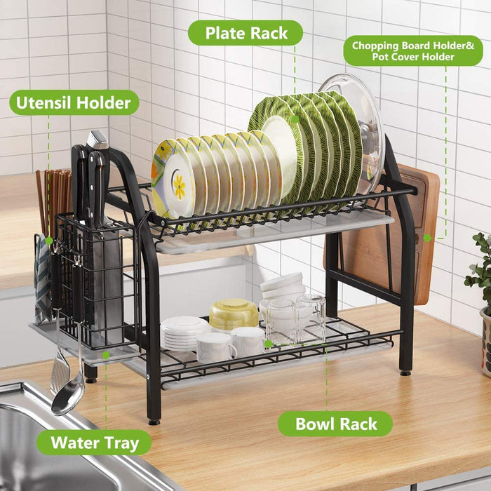1Easylife Dish Drying Rack, 2 Tier Dish Rack Stainless Steel Tribesigns