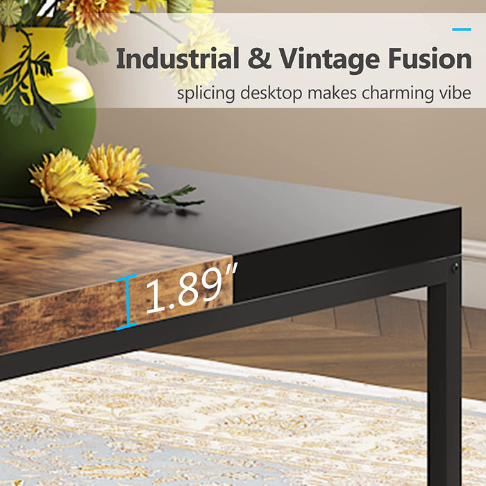 Coffee Table, 40 inch Industrial Square Cocktail Table Tribesigns