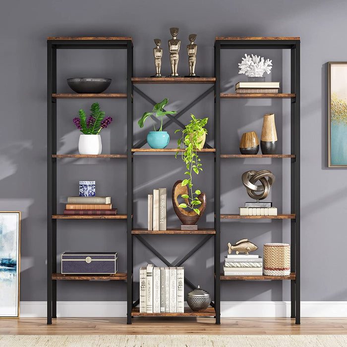 Tribesigns Bookshelf, Triple Wide 5 Shelf Industrial Etagere Bookcase Tribesigns