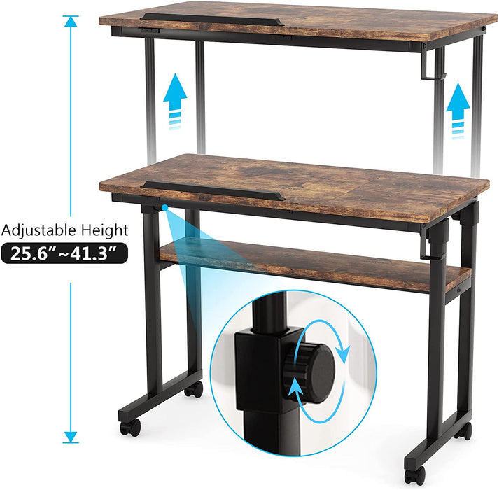 Tribesigns Height Adjustable Desk, Rolling Standing Computer Desk for Sofa Bed Tribesigns