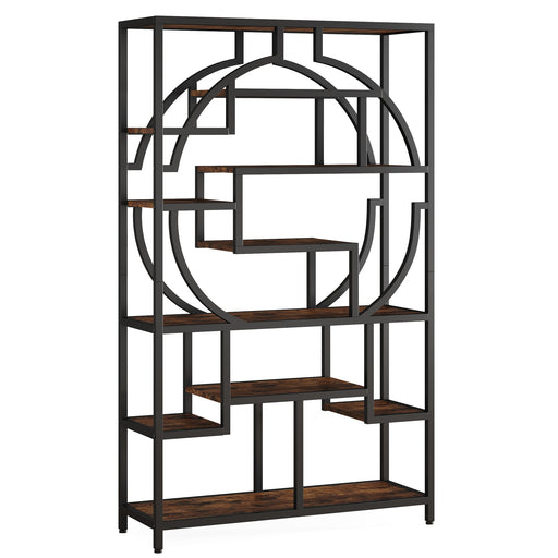 72" Tall Bookshelf, Industrial Etagere Bookcase with 11 Open Shelves Tribesigns