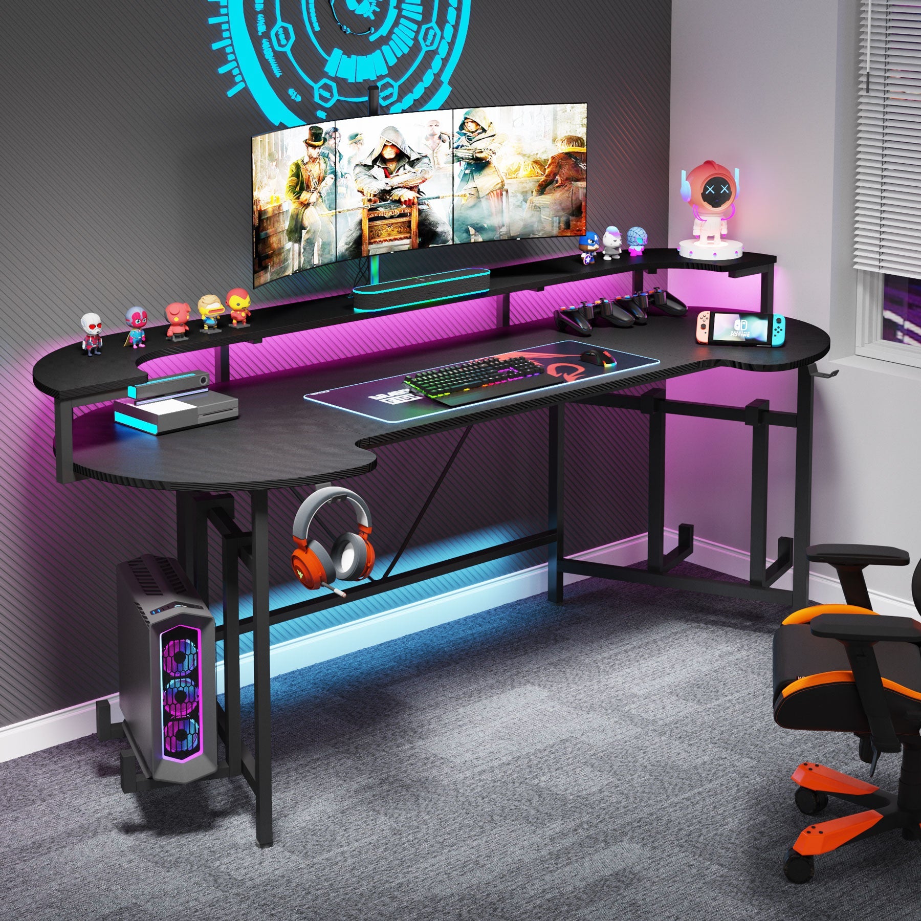 Ergohabit Customizable LED Light up RGB Monitor Stand Gaming Desk  Accessories
