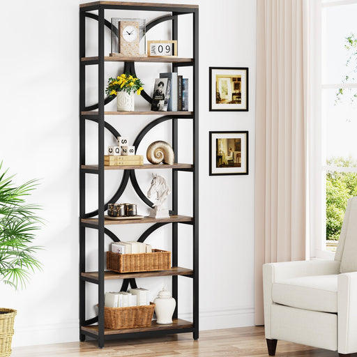78.74" Bookshelf, Industrial Bookcase Display Rack with Storage Shelves Tribesigns