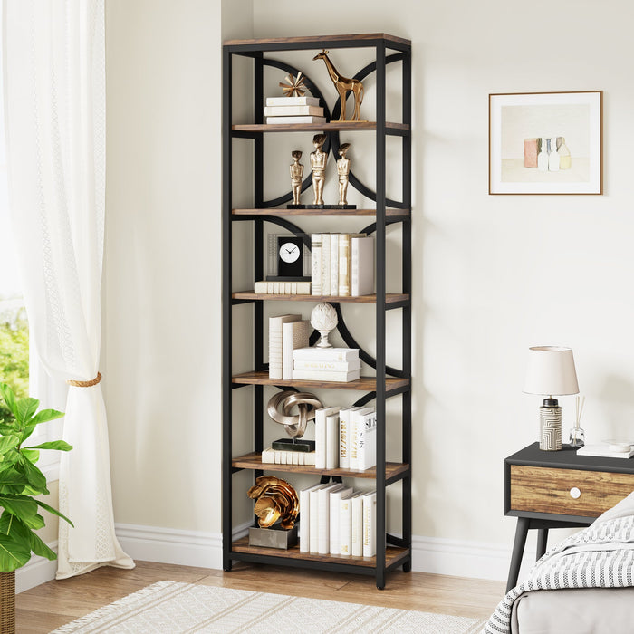 78.74" Bookshelf, Industrial Bookcase Display Rack with Storage Shelves Tribesigns