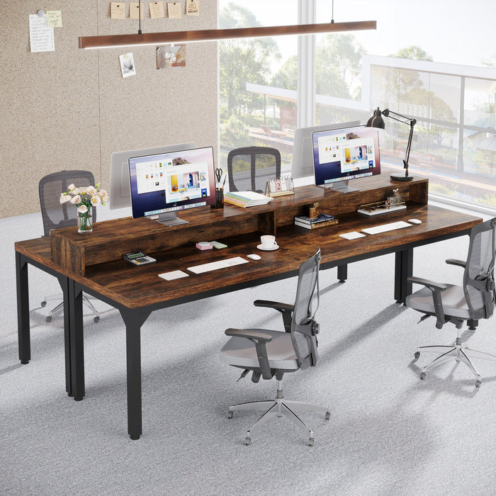 78.74" Two Person Desk, Double Office Computer Desk with Monitor Stand Tribesigns