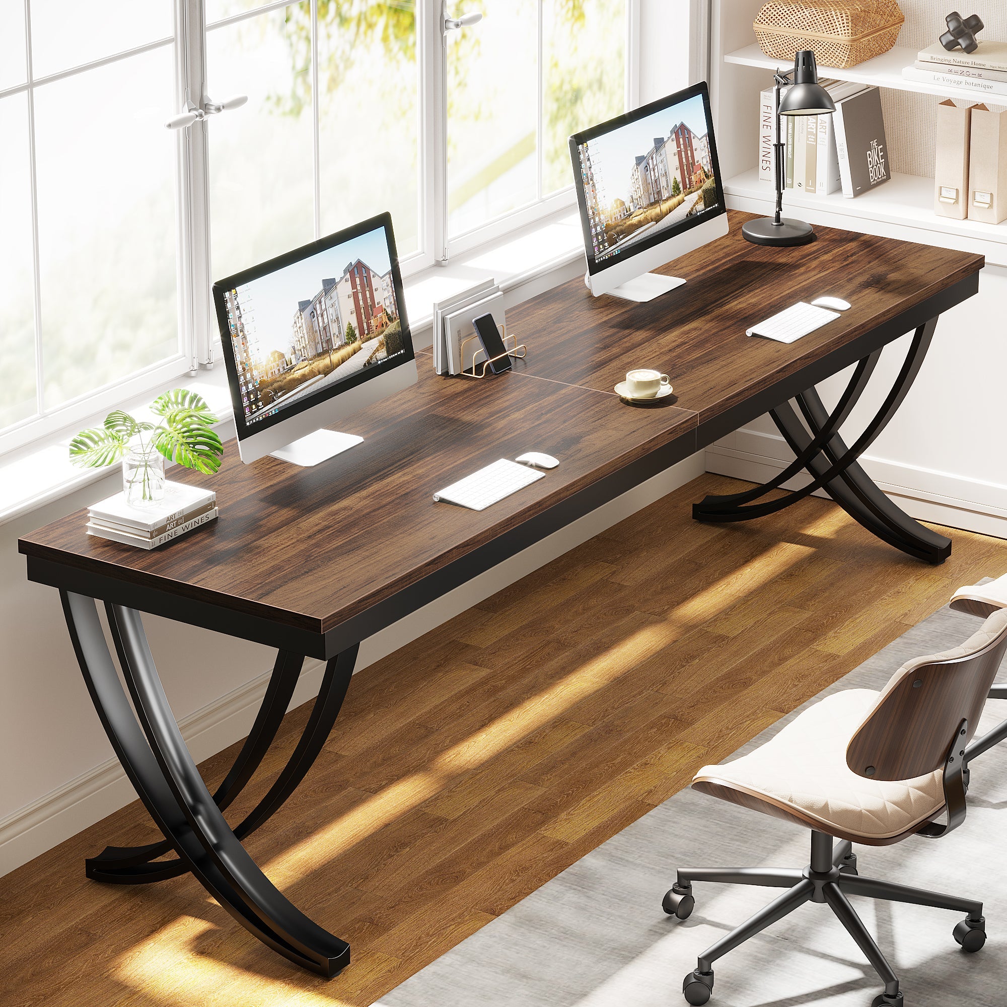Tribesigns 78.74" Two Person Desk Industrial Double Computer Desk
