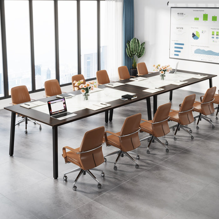 79" Conference Table, Rectangular Executive Desk with Metal Frame Tribesigns
