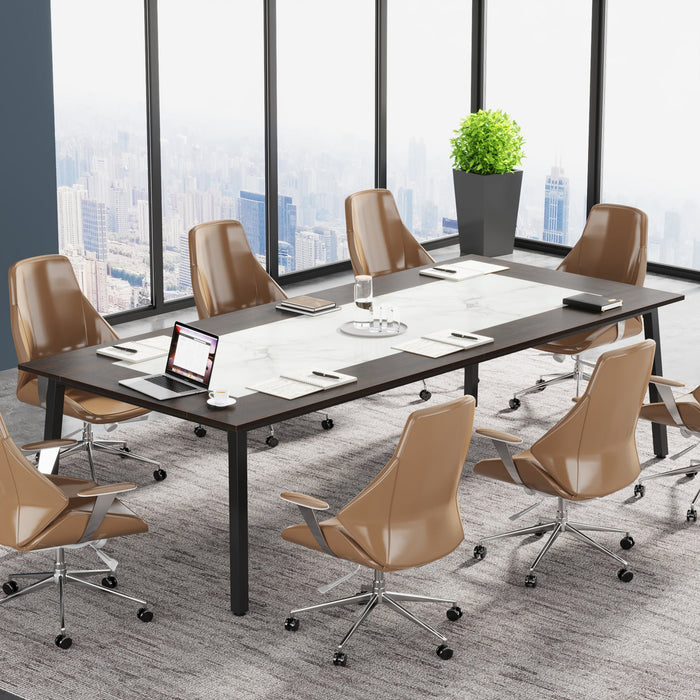 79" Conference Table, Rectangular Executive Desk with Metal Frame Tribesigns