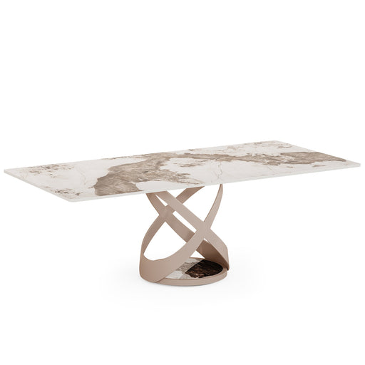 79" Rectangle Sintered Stone Dining Table with Carbon Steel Pedestal Tribesigns
