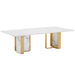 79" Rectangular Sintered Stone Dining Table with Double Stainless Steel Pedestal Tribesigns