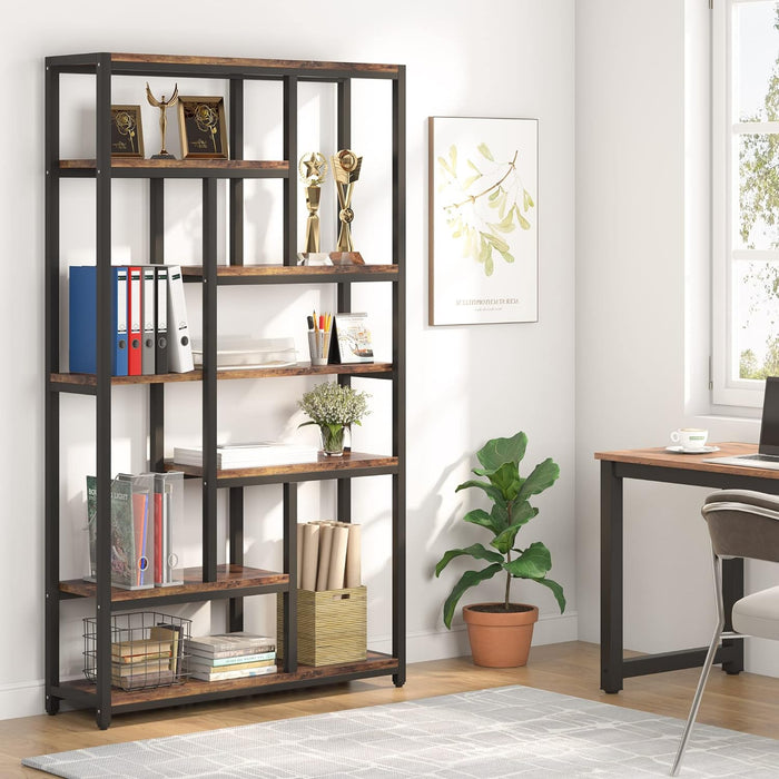 79" Tall Bookshelf, 7-Tier Bookcase Open Display Shelves Tribesigns