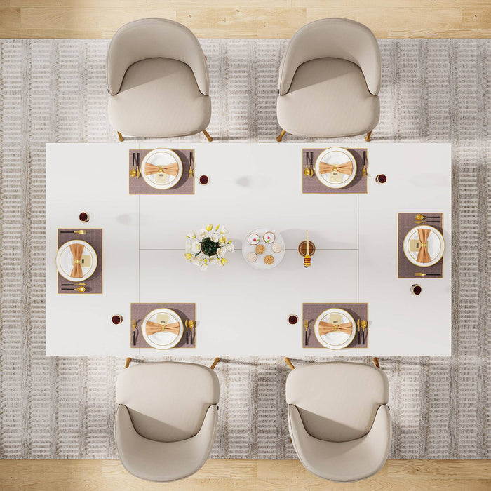 Modern Dining Table, Rectangle Kitchen Table Dinner Table for 6 People Tribesigns
