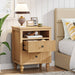 Wood Nightstand, 2 Drawers Sofa Side Table with Open Storage Space Tribesigns