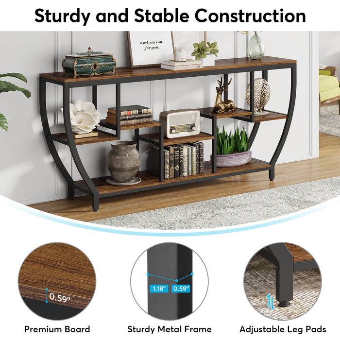 Industrial Console Table, 70.9" Entryway Sofa Table with Shelves Tribesigns