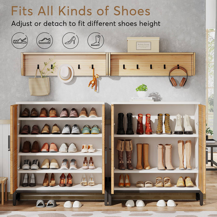 Tribesigns Shoe Cabinet, 5 Tier Shoe Organizer with Doors & Adjustable Shelves Tribesigns