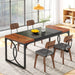 Industrial Dining Table, 63" Rectangular Kitchen Table with Strong Metal Frame Tribesigns