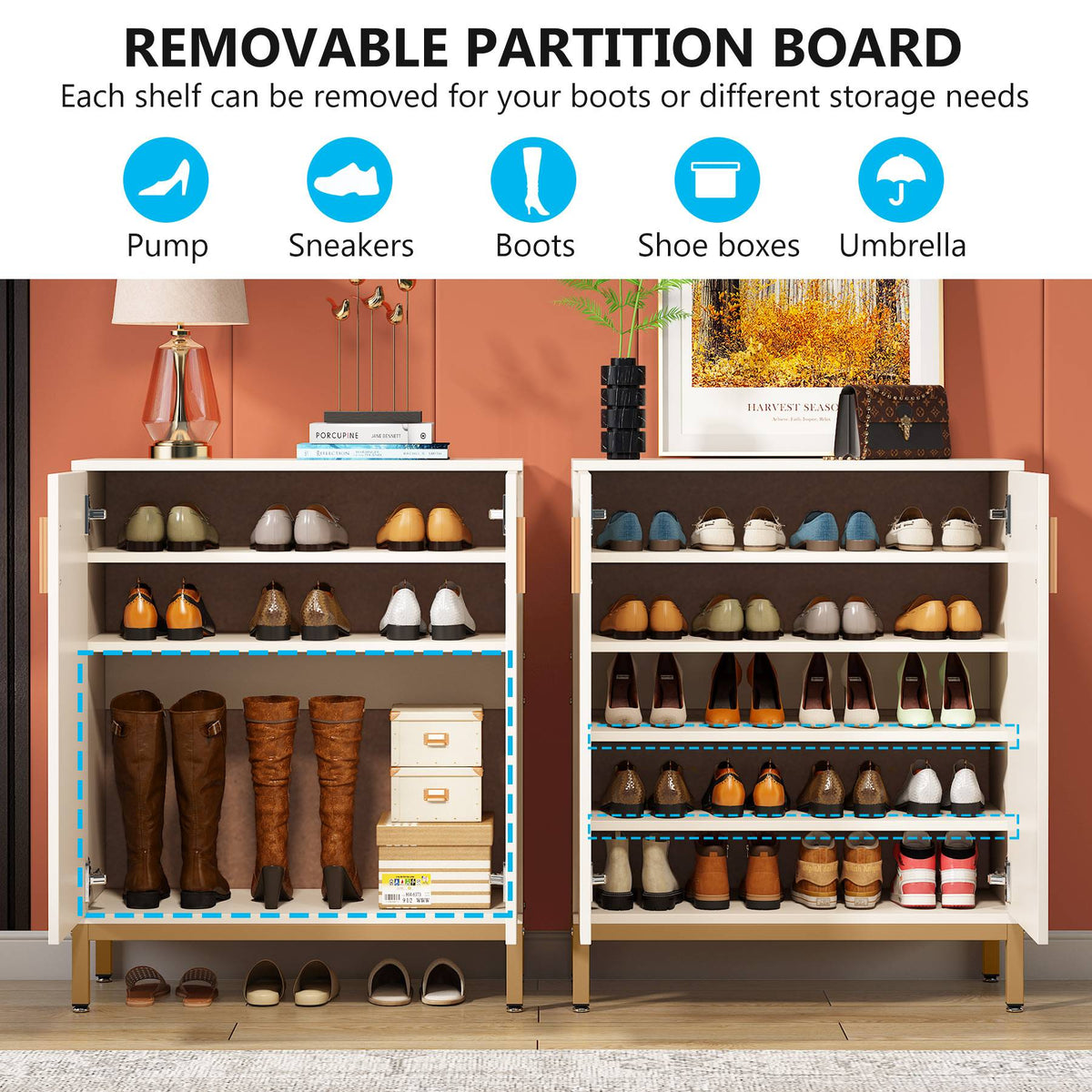 5 Tier Shoe Rack, 20 Pair Shoe Storage Cabinet-Tribesigns