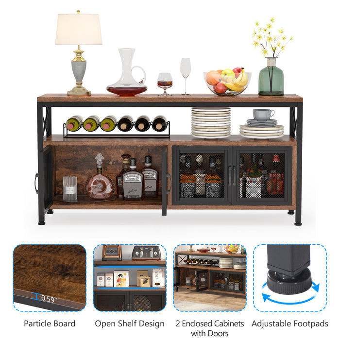 Sideboard Buffet Table Bar Cabinet with 4 Mesh Doors Tribesigns