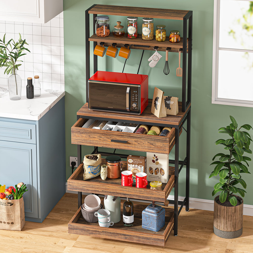 5-Tier Baker's Rack with Storage, Power Outlets-Tribesigns