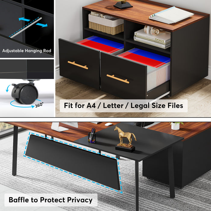 Tribesigns L-Shaped Desk, 70" Executive Desk with 43" File Cabinet Tribesigns