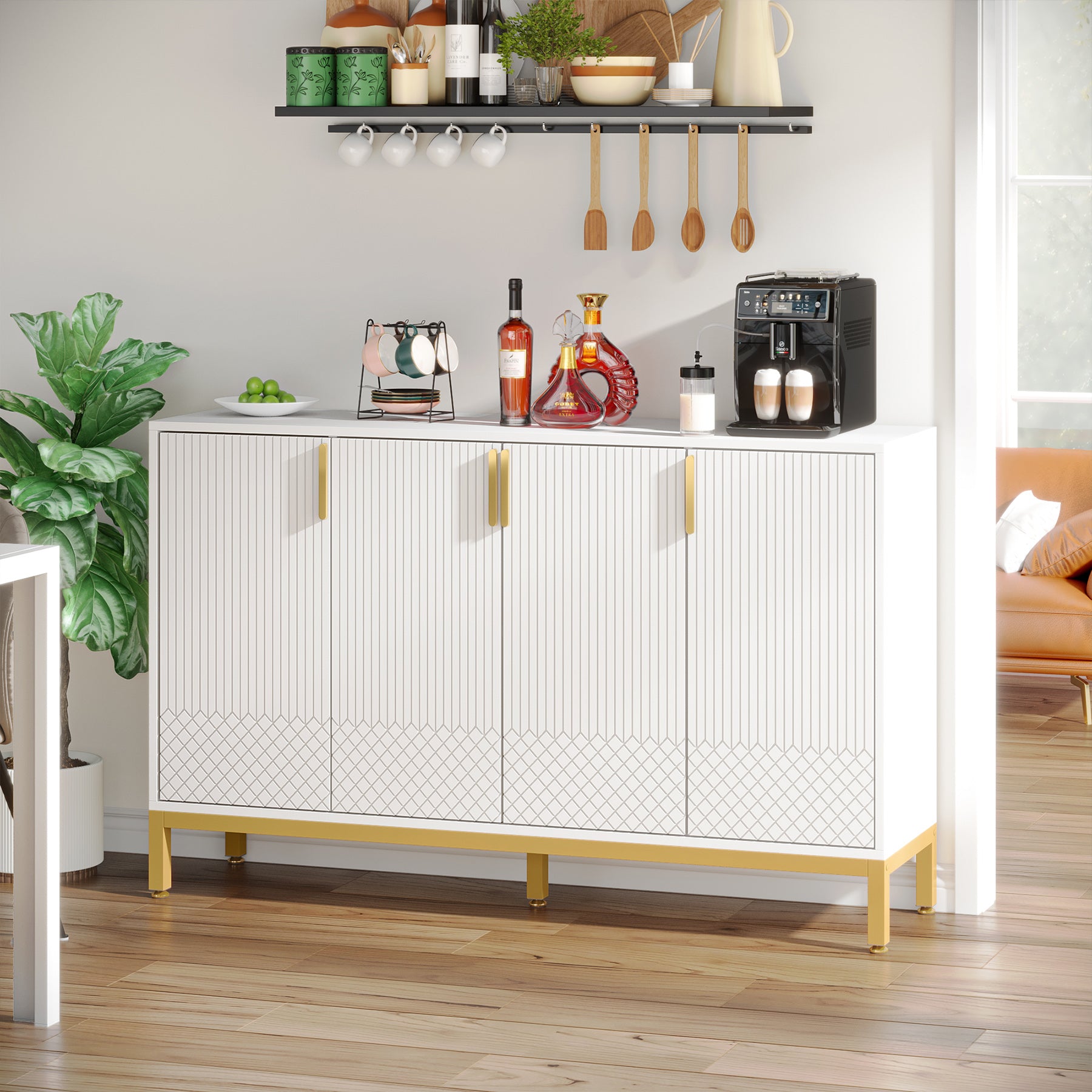 Tribesigns 59-Inch Sideboard Buffet with 4 Doors - Thumbnail 5