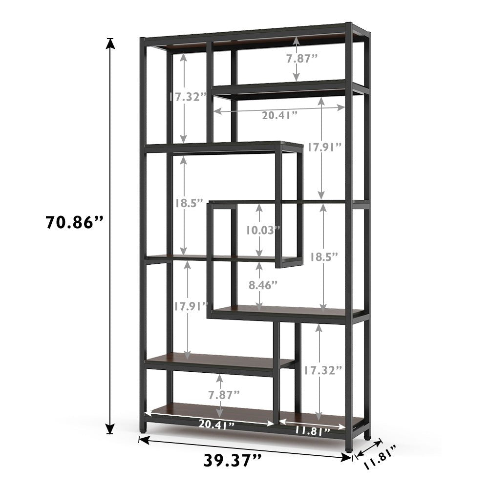 Tribesigns 8-shelves Staggered Bookshelf