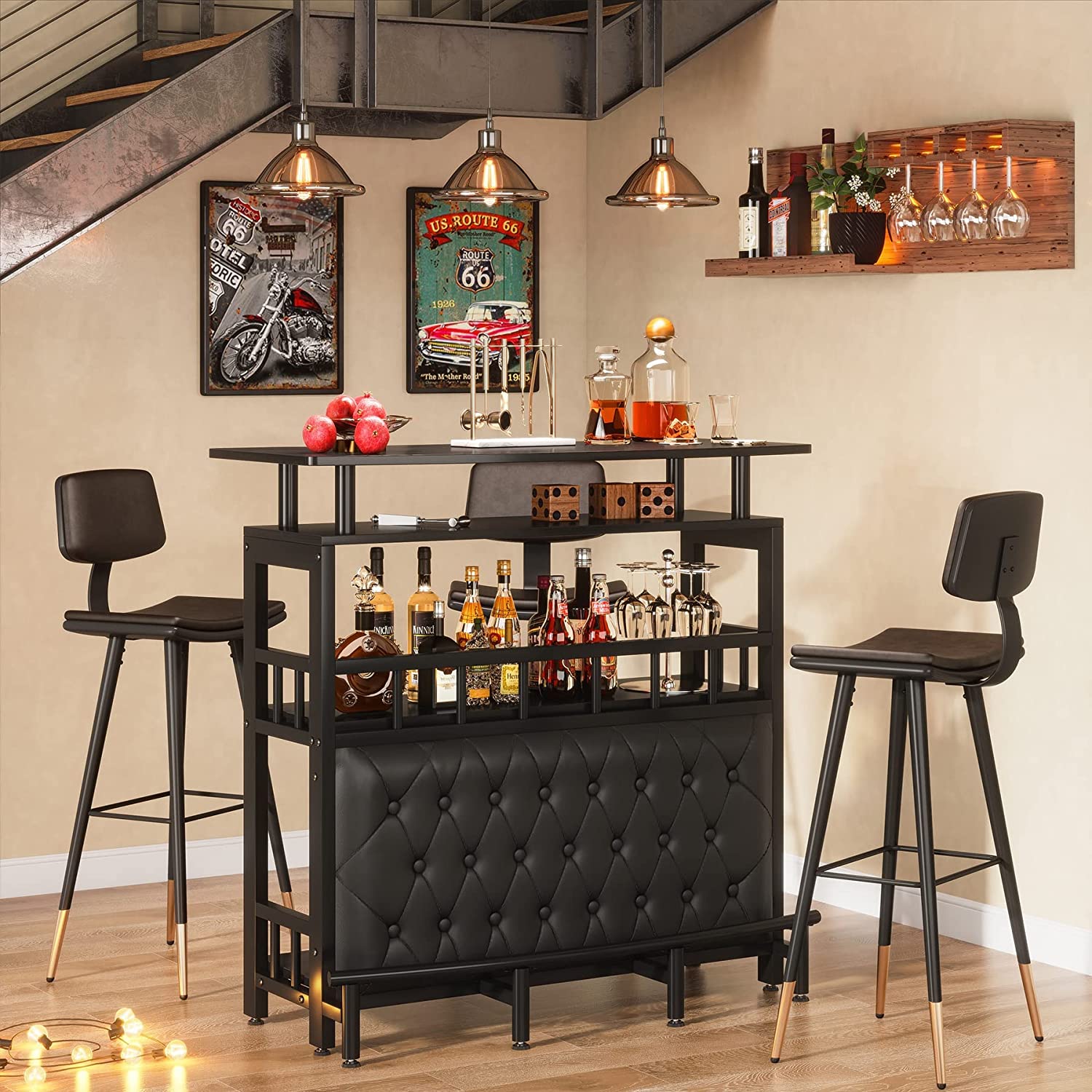 Tribesigns Bar Unit with Storage and Footrest - Thumbnail 2