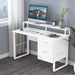 Tribesigns Computer Desk, White Study Table with with Monitor Stand ＆ Drawers Tribesigns