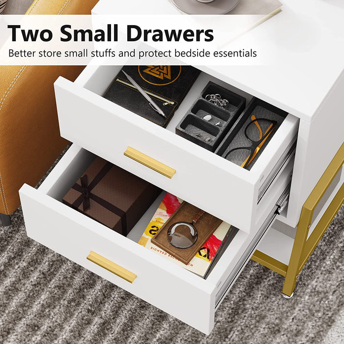 Nightstand, Modern Bedside End Table with 2 Drawers & Shelf Tribesigns