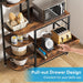 10-Tier Kitchen Bakers Rack with Power Outlets & Pull-Out Drawer Tribesigns