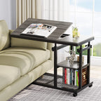 C Table, Height Adjustable Snack Tray Table with Wheels Tribesigns