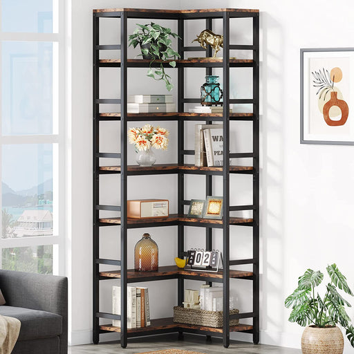 Tribesigns Corner Bookshelf, Industrial Bookcase Etagere Display Rack Tribesigns