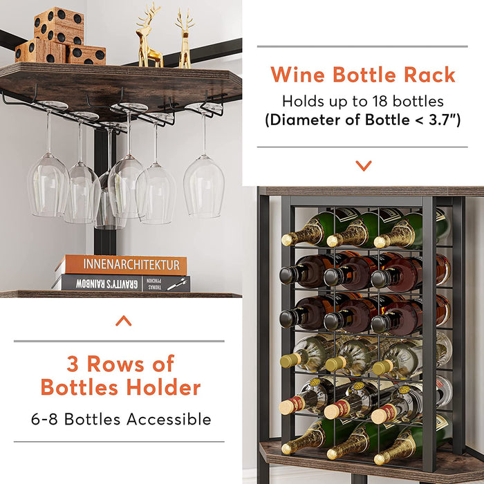 Wine Rack, 4 Tier Corner Shelf with Glass Holder Tribesigns